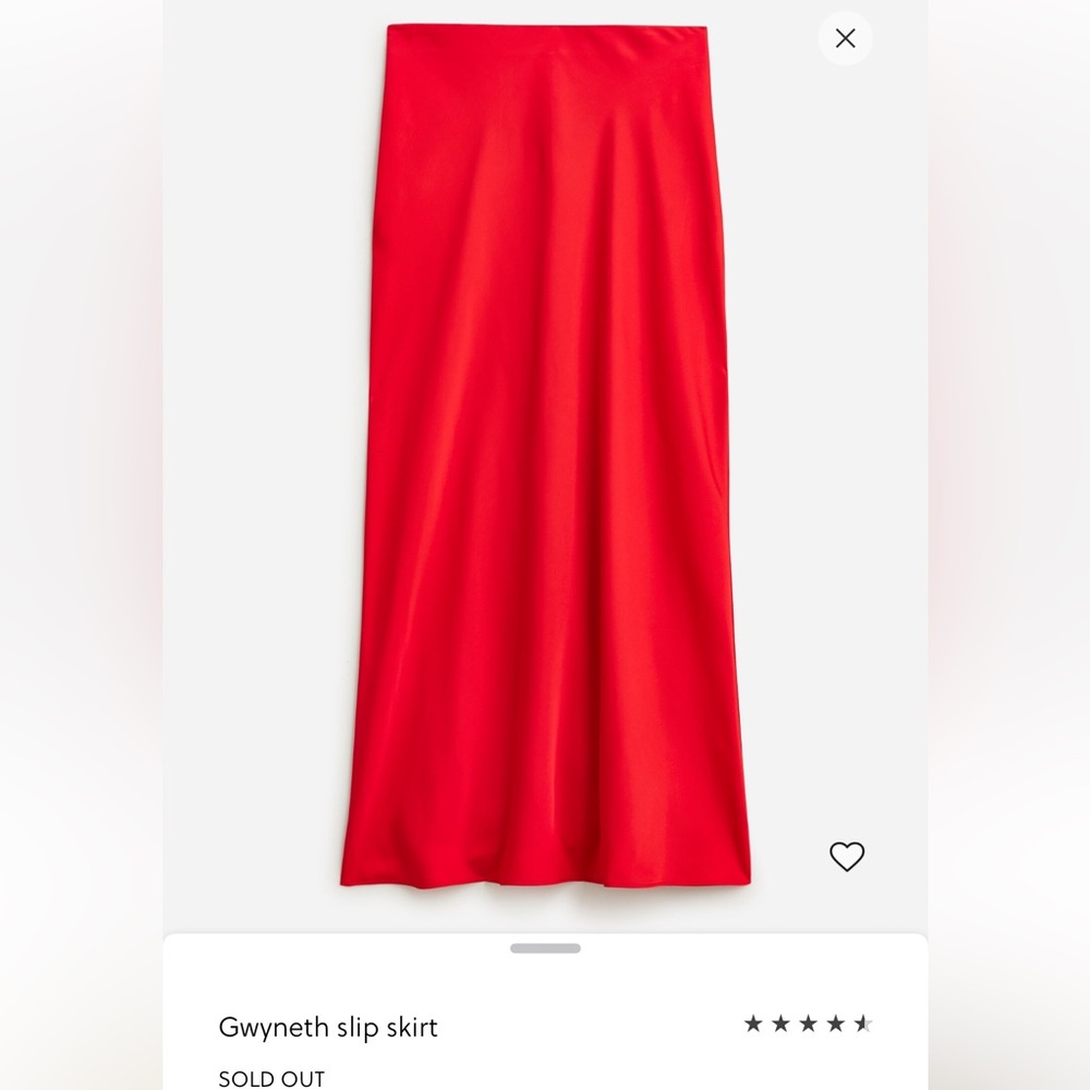 J.Crew Gwyneth Red Slip Skirt